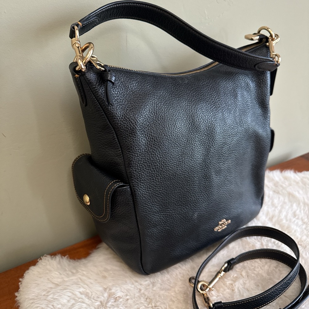 Coach Black Pebbled Leather Penny Hobo Bag - Picture 3 of 8
